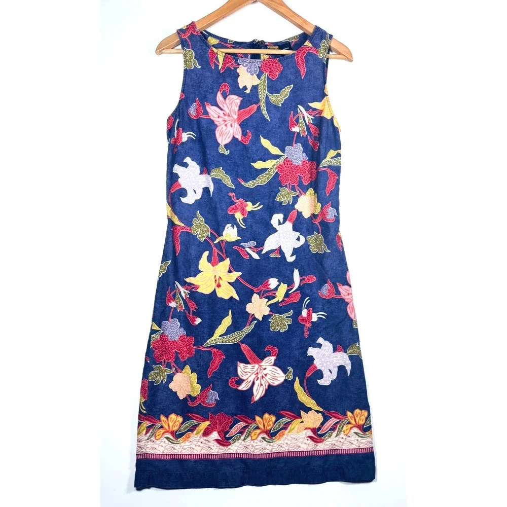 Pataloha Patagonia Dress Size 8 Blue Floral Cotton Knee Length Made in Portugal